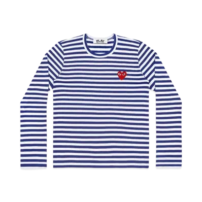 PLAY COMME des GARCONS Unisex Border Long Sleeve T-Shirt AX-T164-051 "Navy/White"