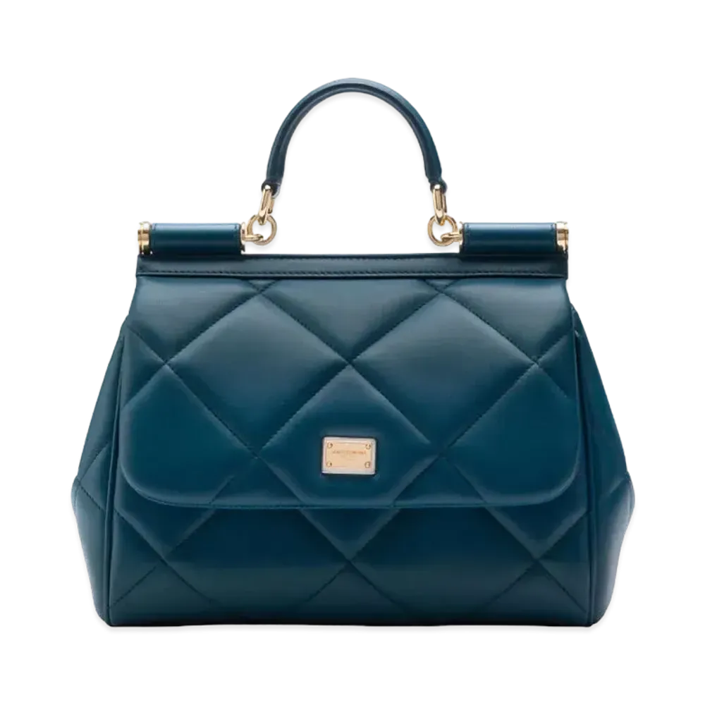 Dolce&Gabbana Sicily Bag Medium Matrasse Aria Calfskin "Blue"