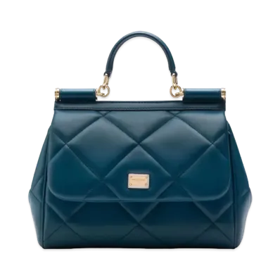 Dolce&Gabbana Sicily Bag Medium Matrasse Aria Calfskin "Blue"