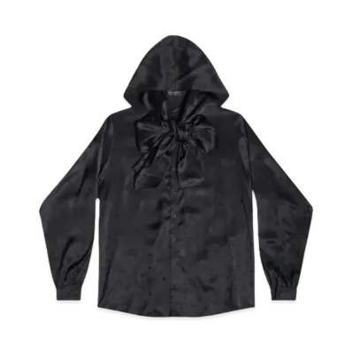 BALENCIAGA Women's Logo Letters All Over Hooded Blouse "Black"