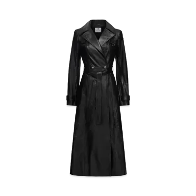 Marine Serre Embossed Leather Trench Coat "Black"