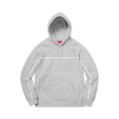 Supreme Text Stripe Hooded Sweatshirt "Heather Grey"
