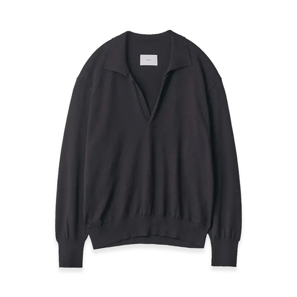 ssstein Organic Cotton Knit Skipper Long Sleeve "Black"