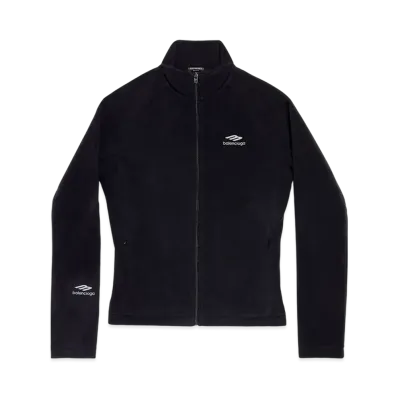 BALENCIAGA Men's 3B Sports Icon Zip-Up Jacket Thin Double Layer Polar Fleece "Black"