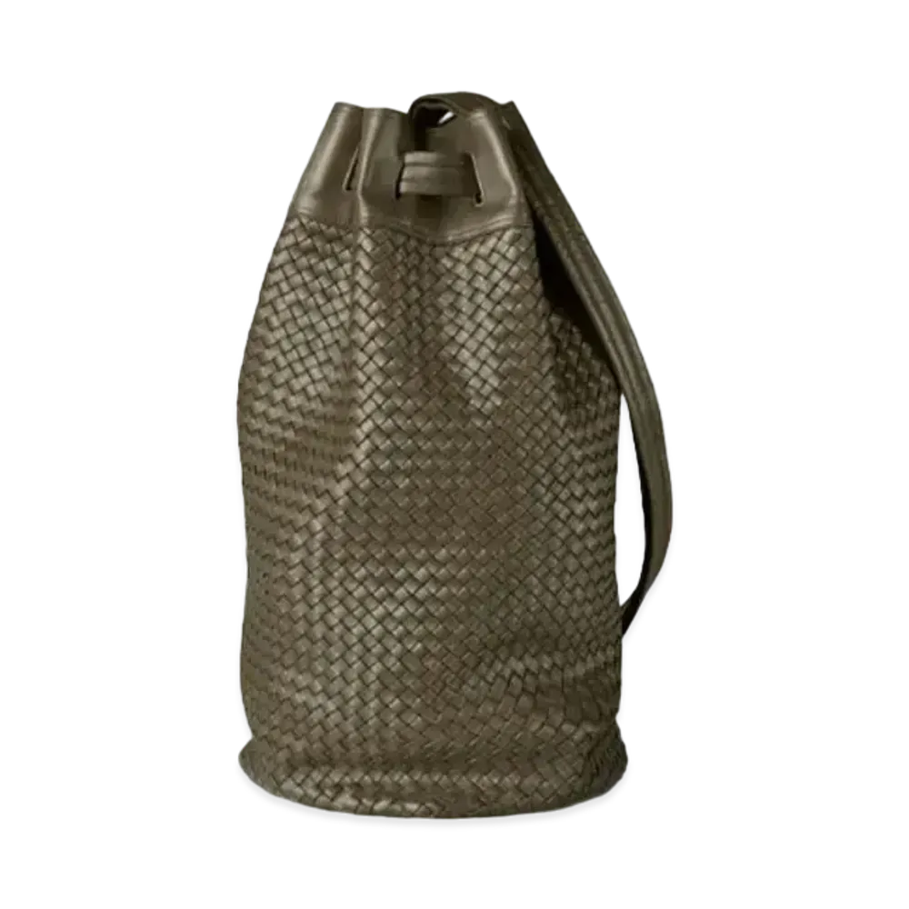 Bottega Veneta Intrecciato Cabat Weaving Craft Travel Bag "Mustard Green"