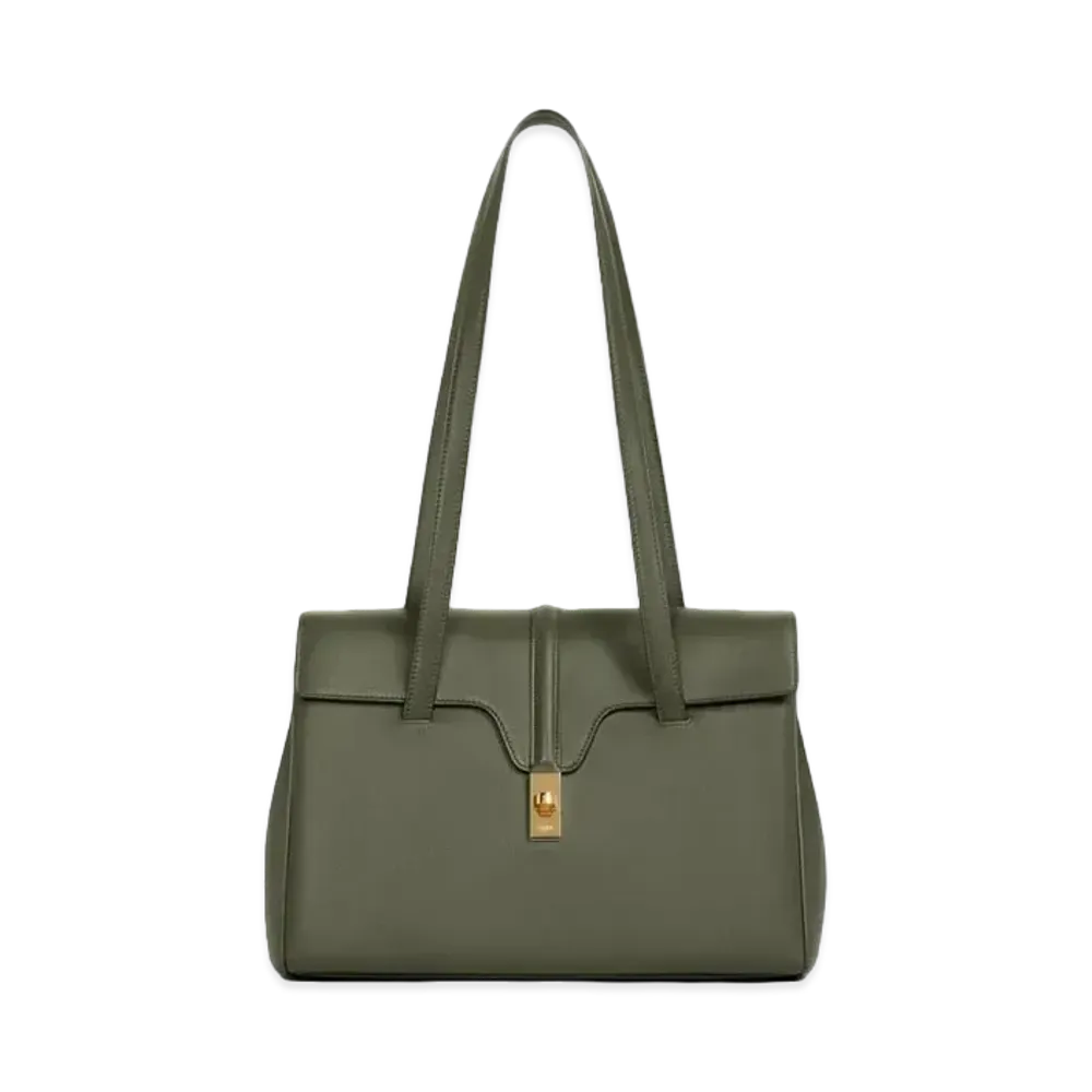 CELINE Medium Soft 16 Bag in Smooth Calfskin "Khaki"