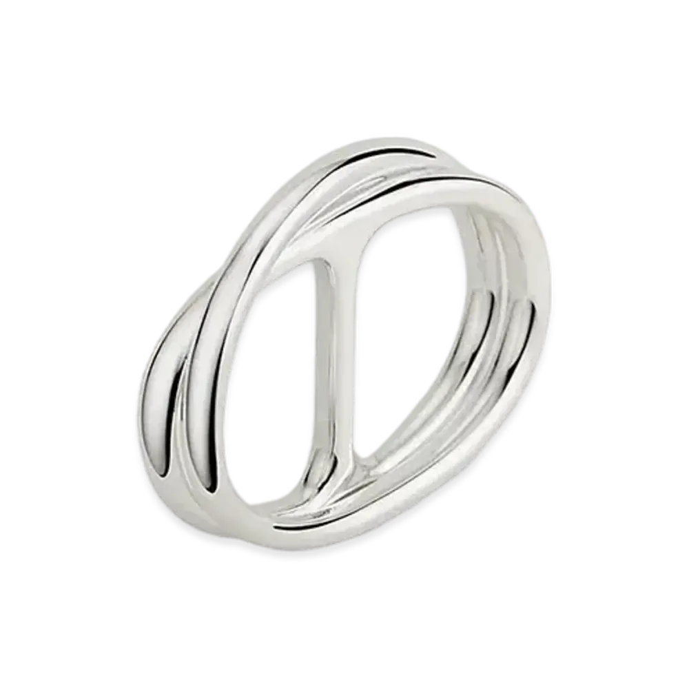 Hermes Chaine D'ancre Punk Double Ring "Silver"