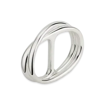 Hermes Chaine D'ancre Punk Double Ring "Silver"