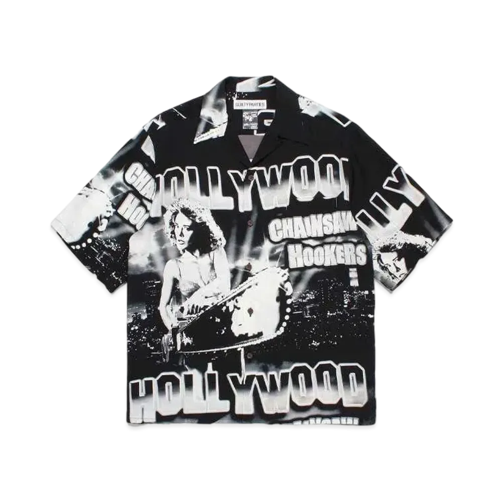 WACKO MARIA Hollywood Chainsaw Hookers / Hawaiian Shirt #1 "Black"