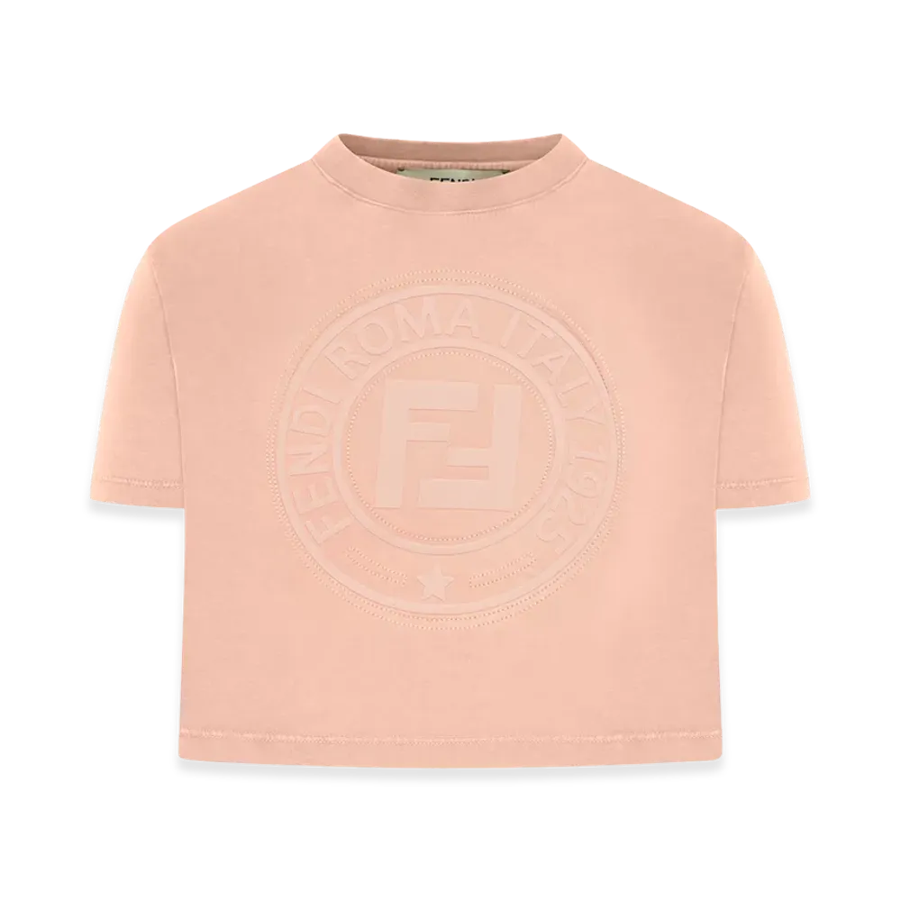 FENDI Women's Crop T-Shirt With Roma Logo "Pink"