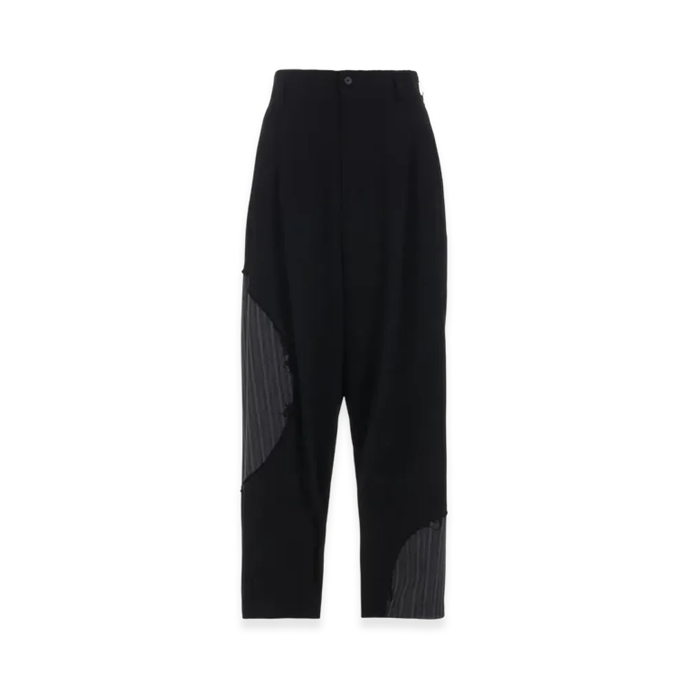 S'YTE Washer Wool Gabardine Cut-Out Striped Pants "Black"