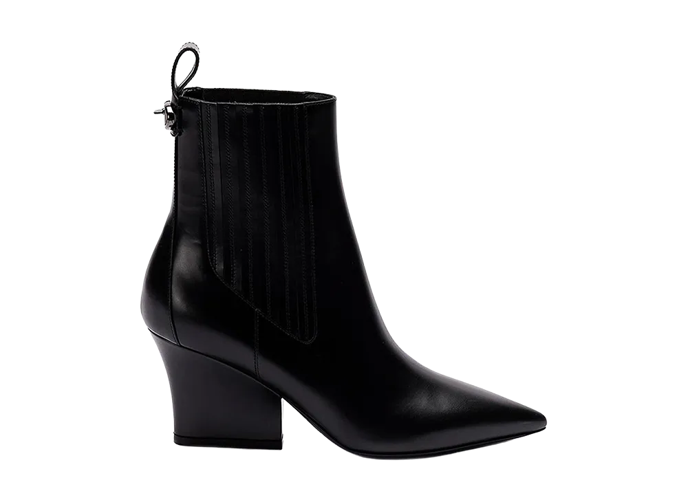 Valentino Garavani Women's Black Leather Vlogo Lockette Ankle Boots "Black"