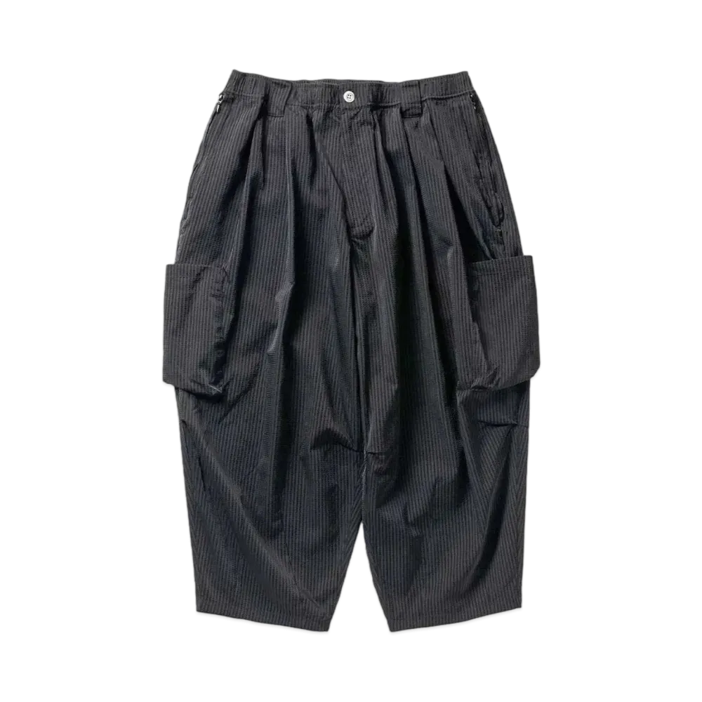TIGHTBOOTH Seersucker Cropped Cargo Pants "Black"