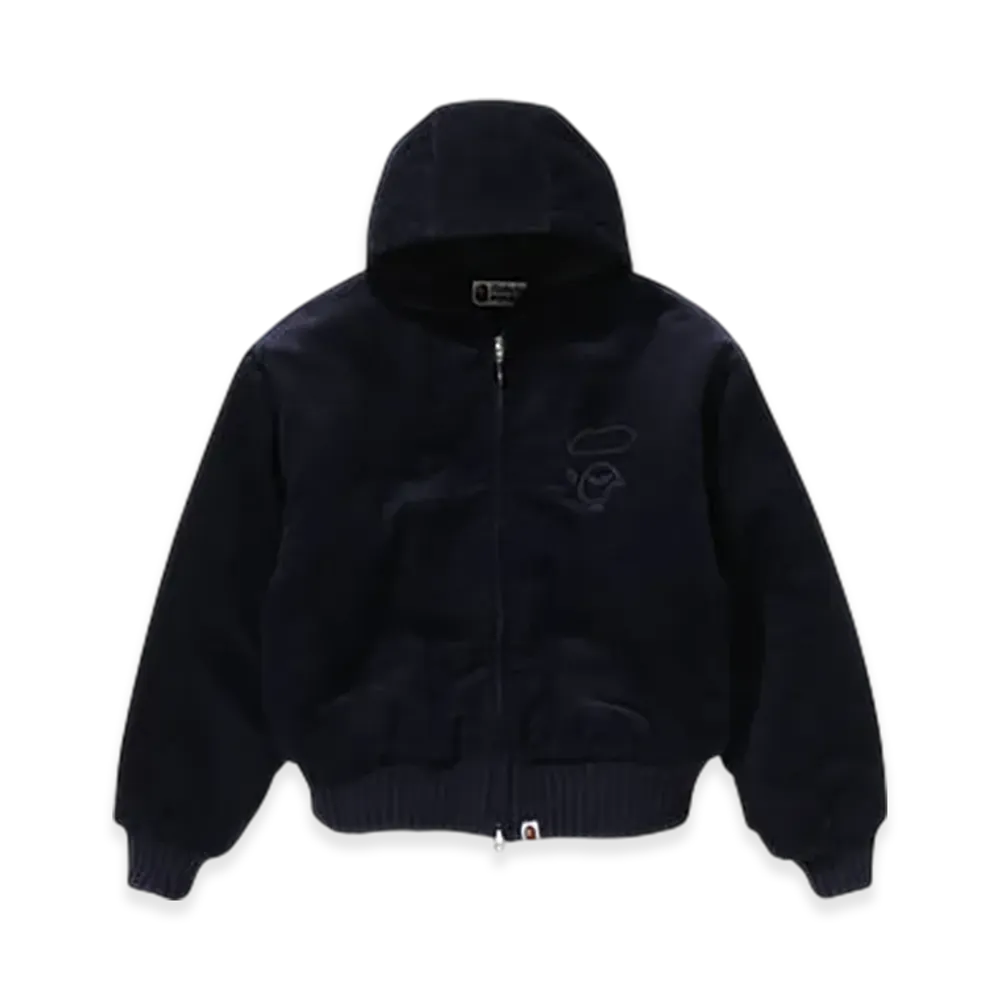 A BATHING APE Corduroy Padded Hoodie Jacket "Navy"
