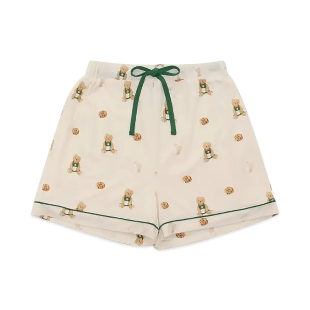 STARBUCKS x GELATO PIQUE Bear Pattern Cut and Sewn Short Pants "Ivory"