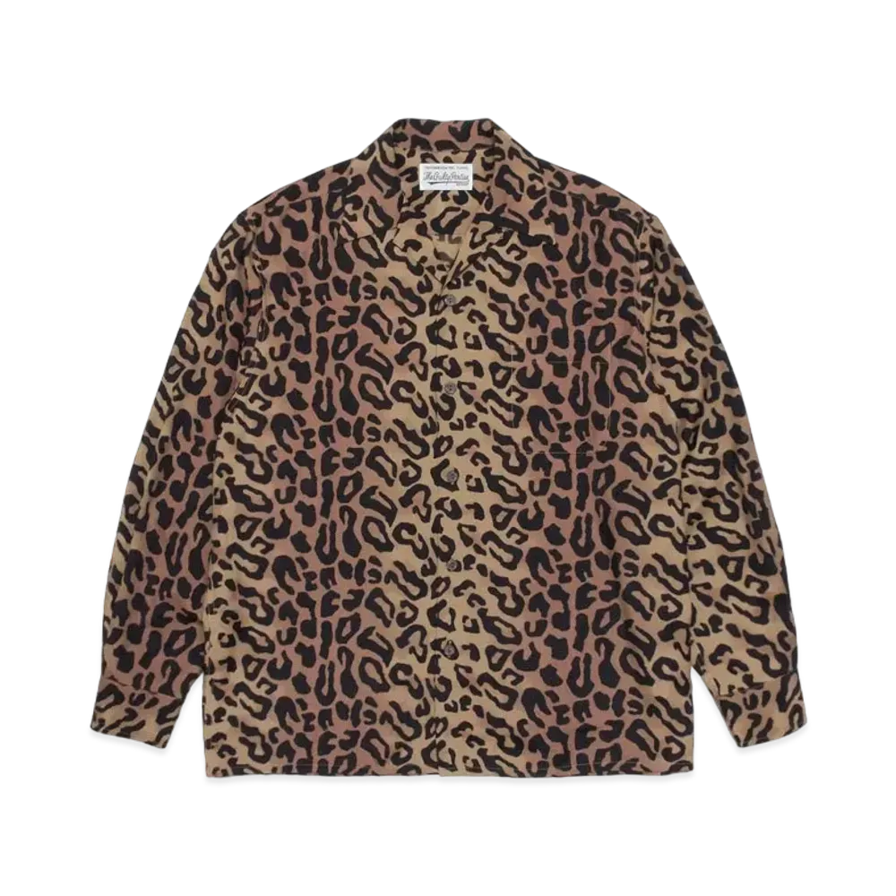 WACKO MARIA Leopard OPEN COLLAR SHIRT "Beige"