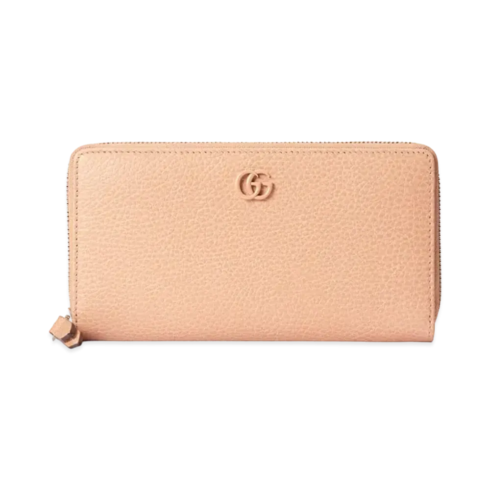 GUCCI GG Marmont Zip Around Wallet "Rose Beige"