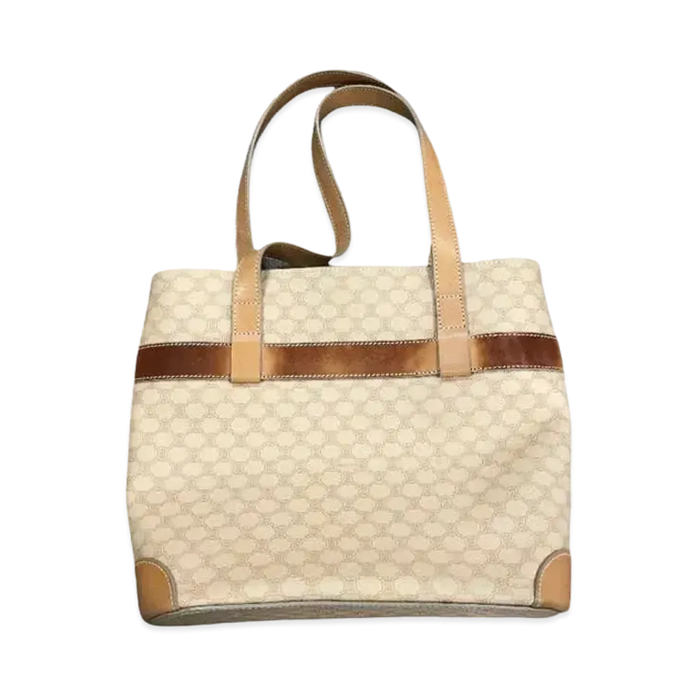 CELINE Macadam PVC Leather Tote Bag "Beige"