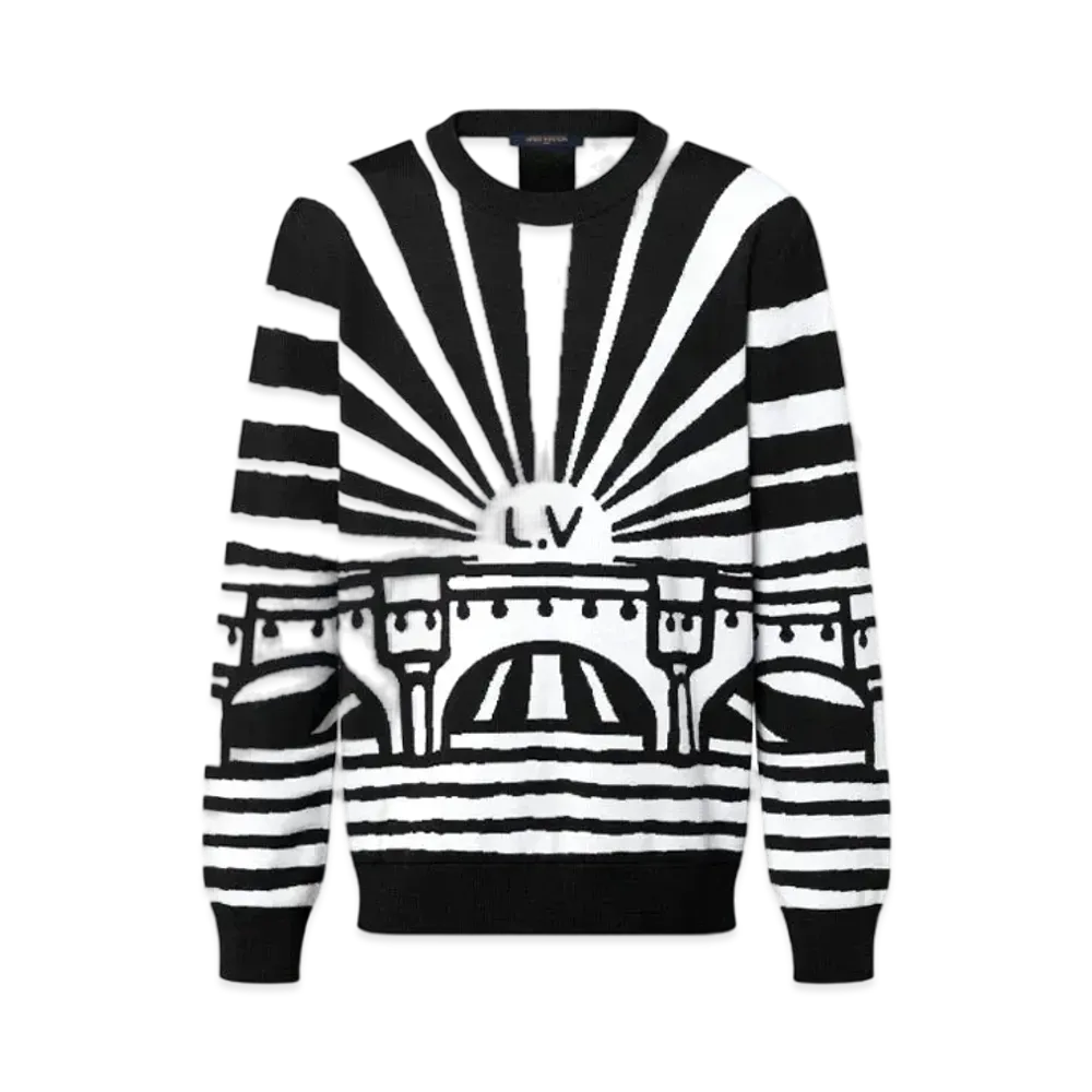 Louis Vuitton Merino Wool Jacquard Pullover "Noir"