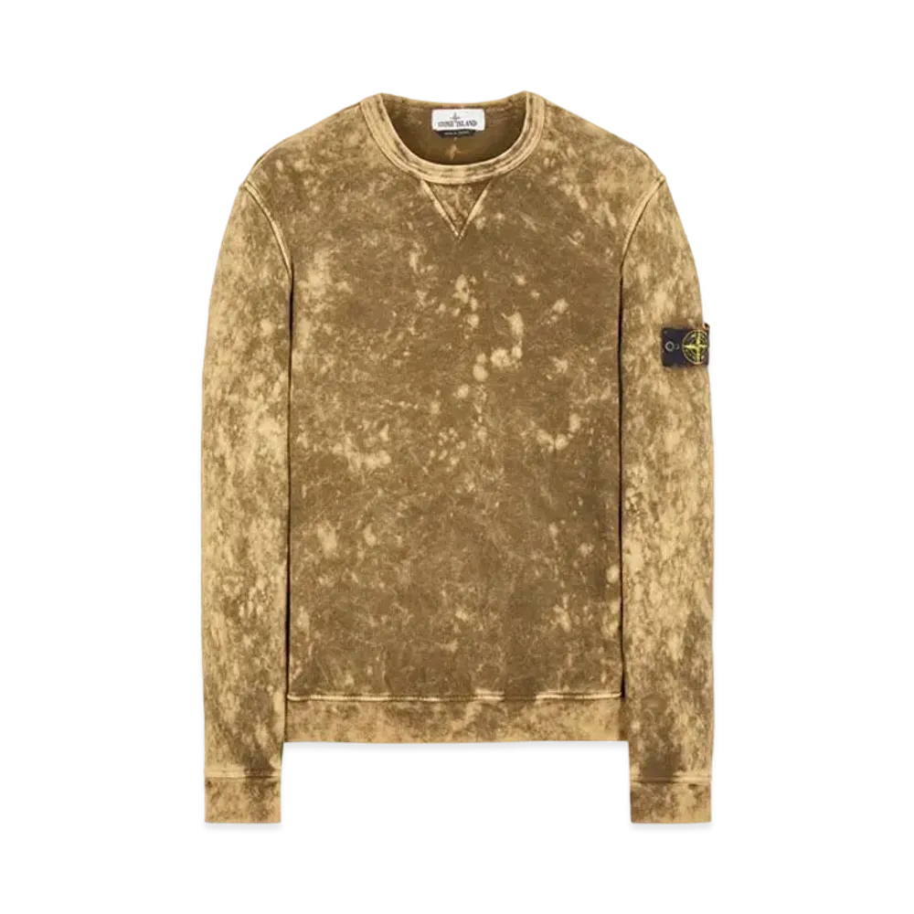 Stone Island 61538 COTTON FLEECE + OFF-DYE OVD TREATMENT "Dark Green Brown"