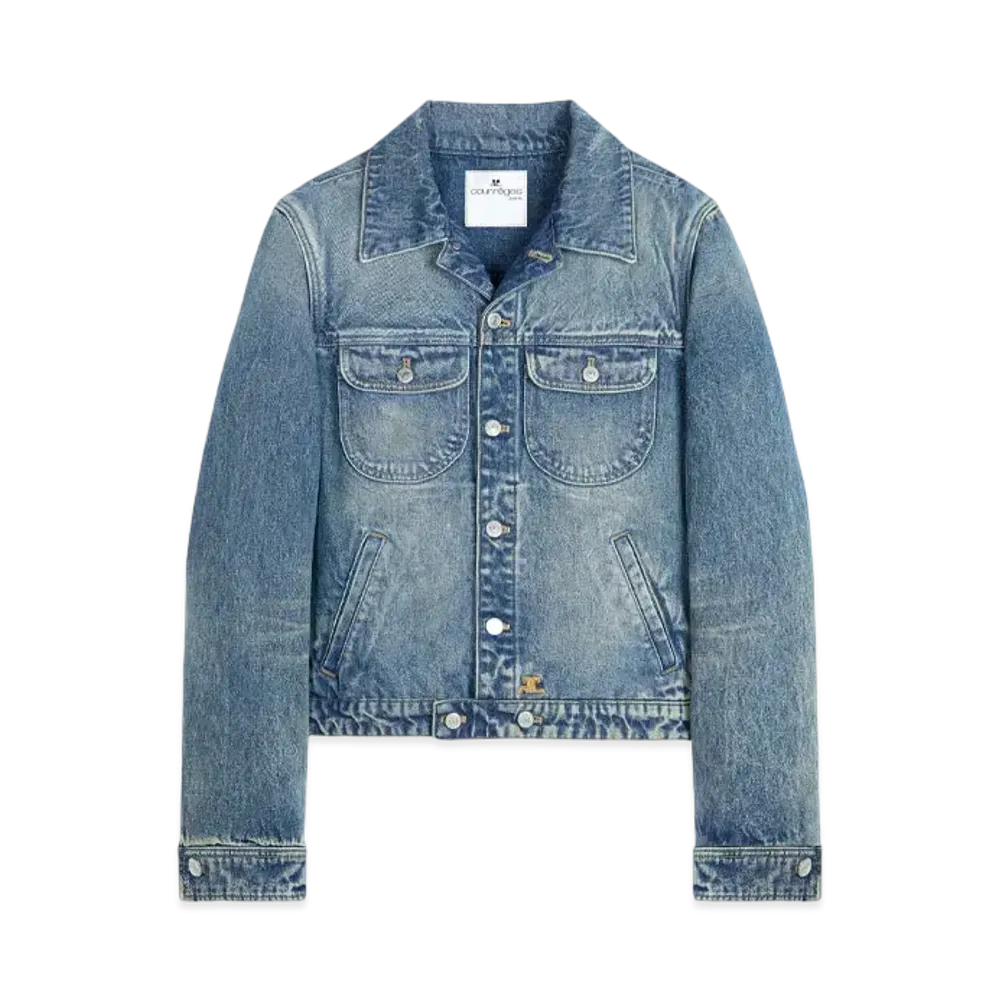 Courreges Men's Denim Trucker Jacket "Vintage Medium Blue"