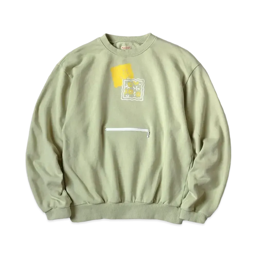 KAPITAL 30 Fleece Cookie Pocket Crew Sweat "Mint"