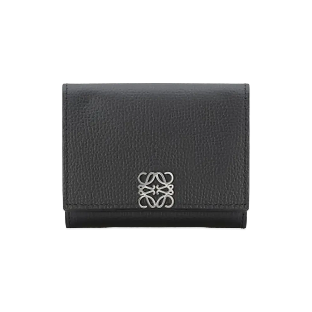 LOEWE Anagram Trifold Wallet Pebble Grain Calf "Black"