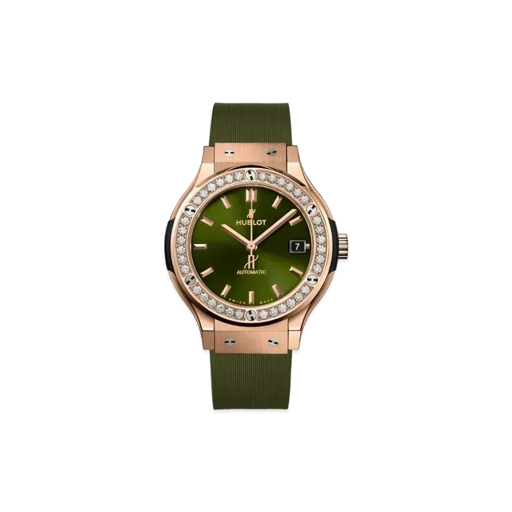 HUBLOT Classic Fusion King Gold Green Diamonds 38mm