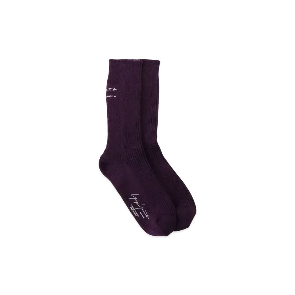Yohji Yamamoto Pour Homme 30/2C/1X1 RIB MILITARY SOCKS "Purple"