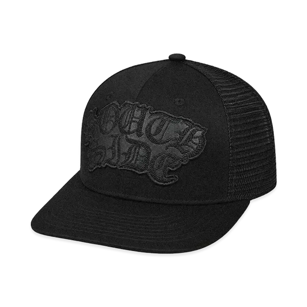 BREATH Faux Leather Patch Mesh Cap "Black"