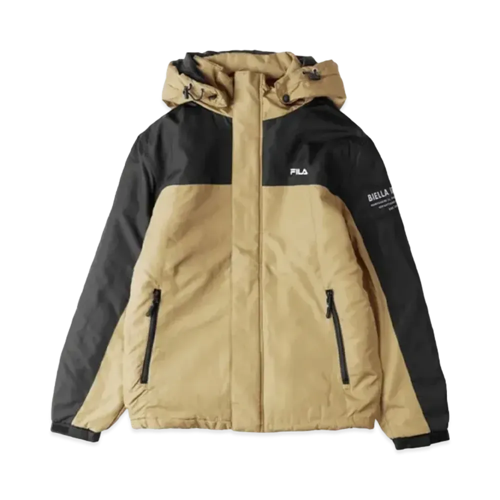 FILA One-Point Logo Embroidery Color Scheme Switching Aluminum Coating Filling Eco Down Jacket Outerwear "Beige"