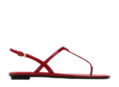 PRADA Women's Leather Thong Sandals "Red"