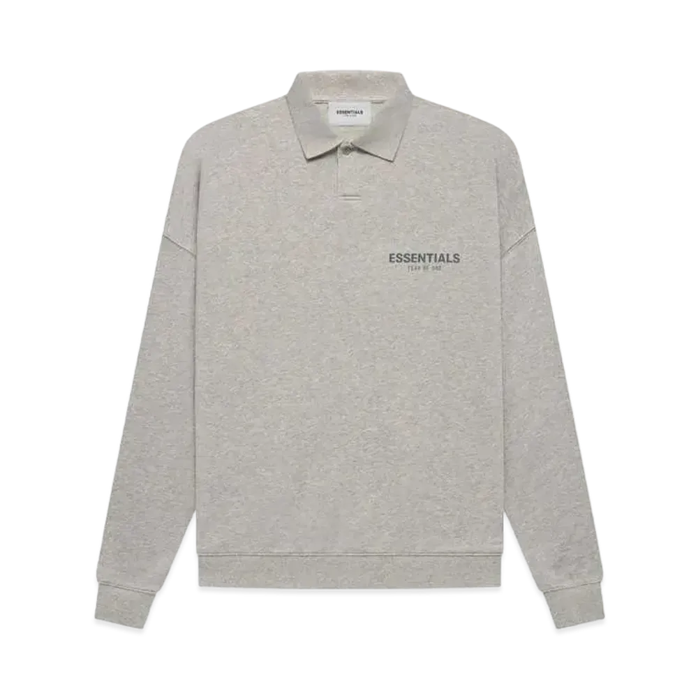 FEAR OF GOD ESSENTIALS LS POLO "Dark Heather Oatmeal"