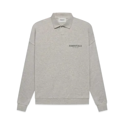 FEAR OF GOD ESSENTIALS LS POLO "Dark Heather Oatmeal"