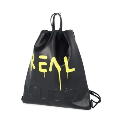 GUCCI Ghost Drawstring Backpack "Black"