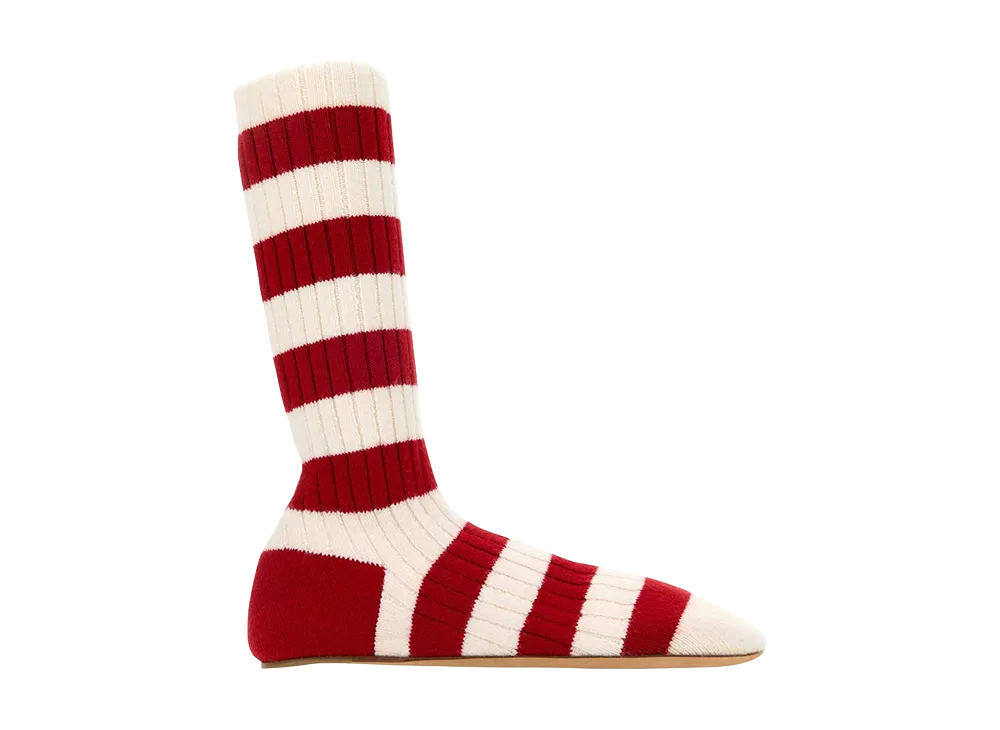 Bottega Veneta Women's Embroidered Wool Blend Domenica Ankle Boots "Stripped"