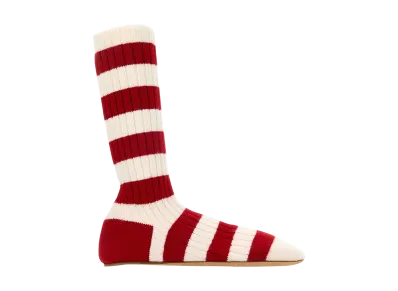 Bottega Veneta Women's Embroidered Wool Blend Domenica Ankle Boots "Stripped"