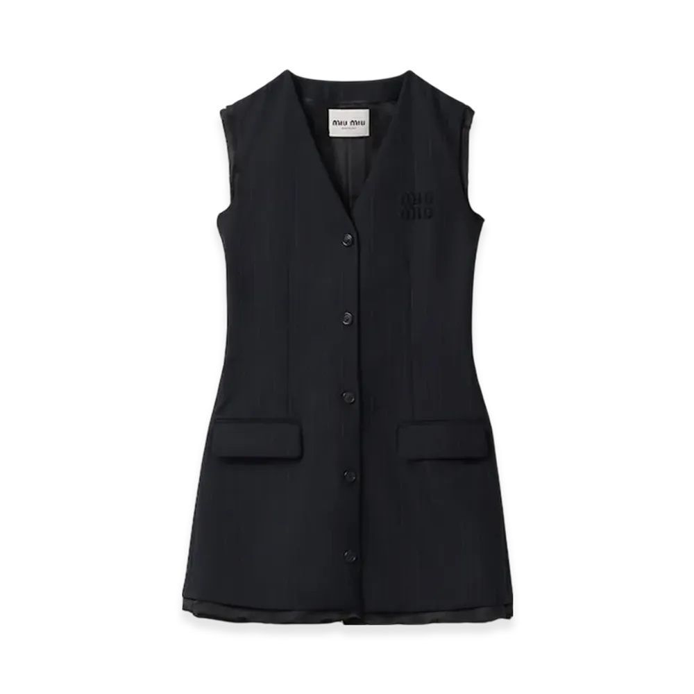 MIU MIU Women's Pinstriped Mini Dress "Navy"