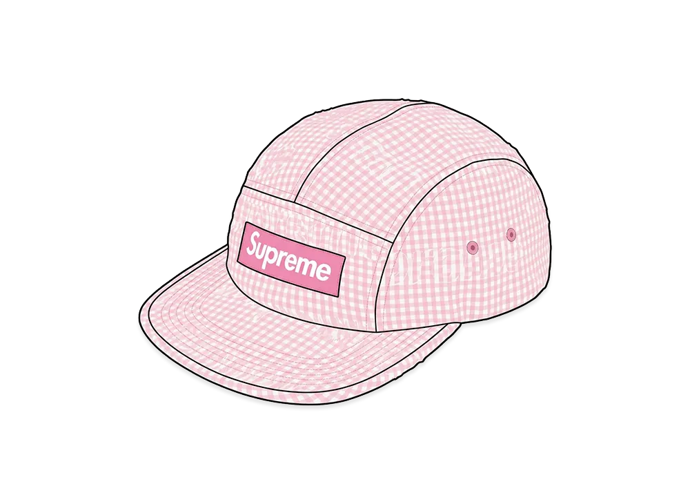Supreme Monogram Gingham Camp Cap "Pink"