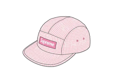 Supreme Monogram Gingham Camp Cap "Pink"
