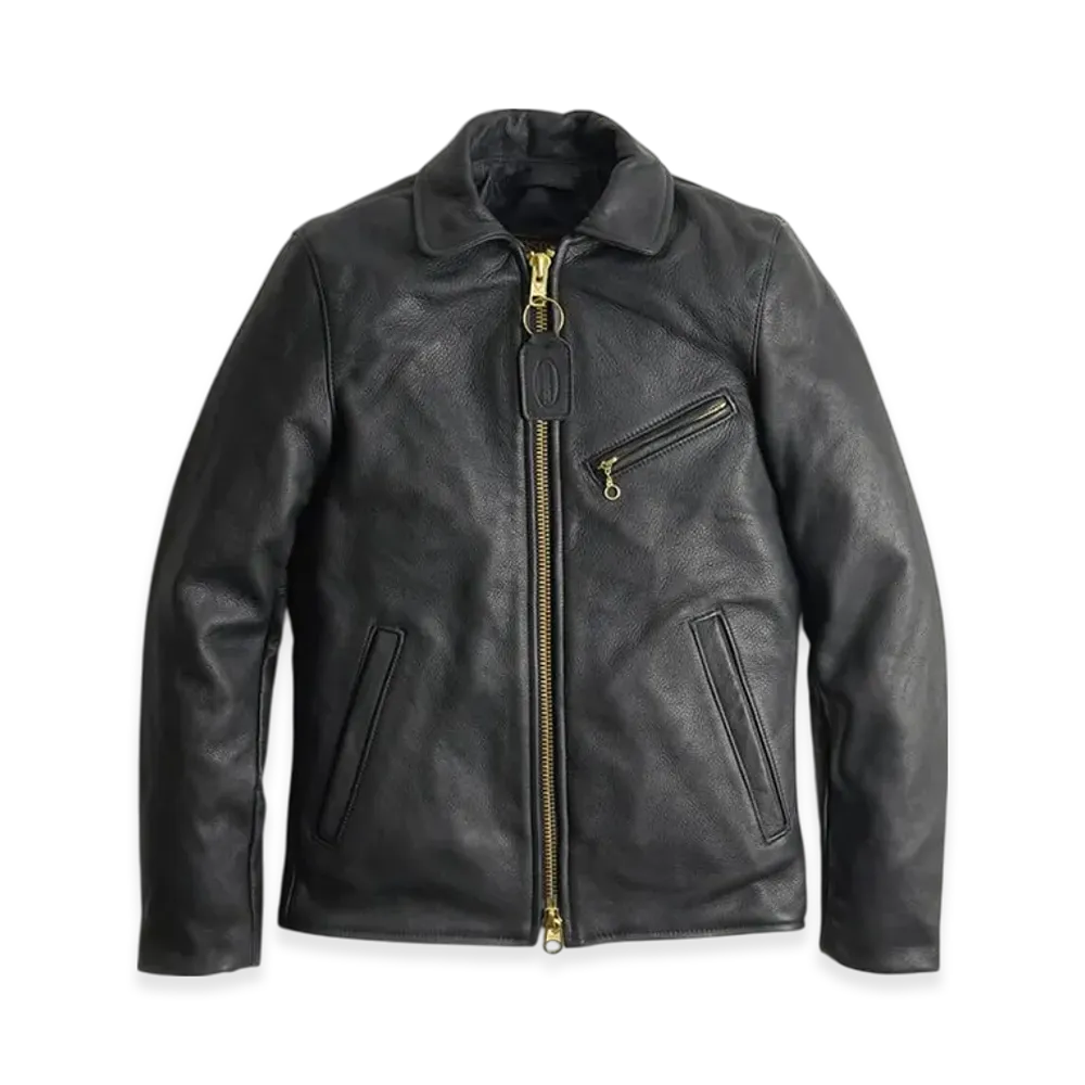 VANSON Enfield Collared Single Riders Soft Cow Leather Skinnier Fit "Black"