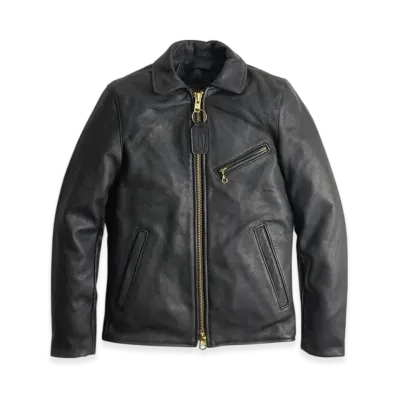 VANSON Enfield Collared Single Riders Soft Cow Leather Skinnier Fit "Black"