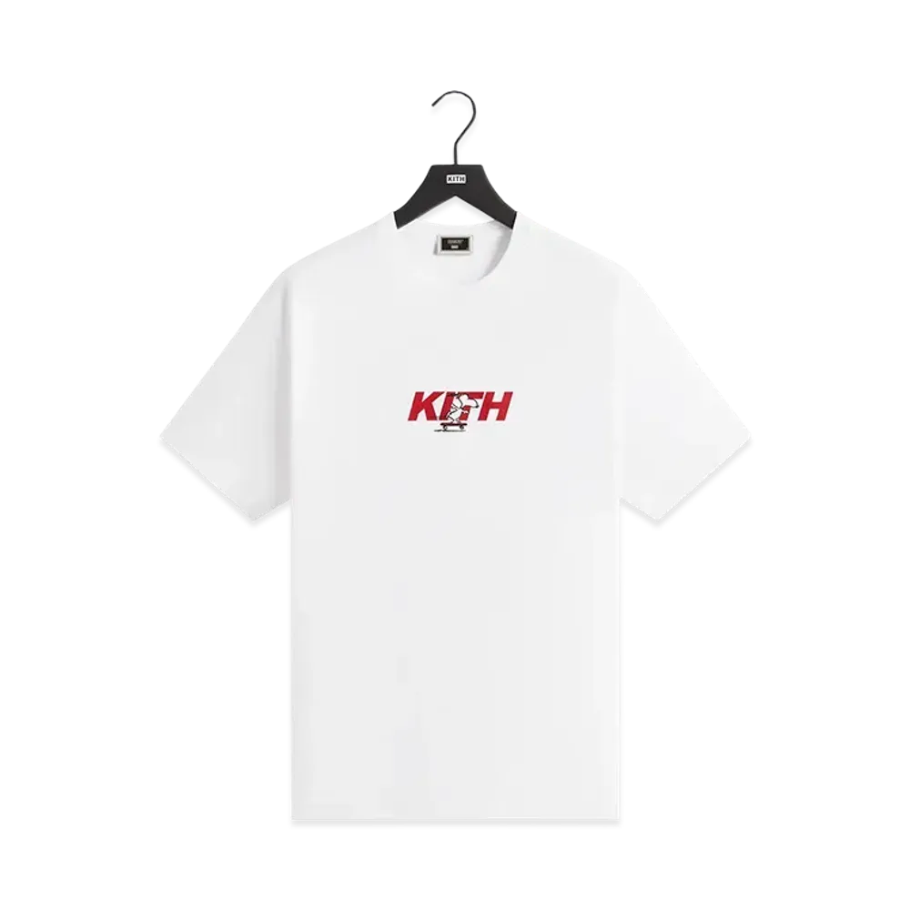 Kith x Peanuts Snoopy Skateboard Fast Logo Tee "White"