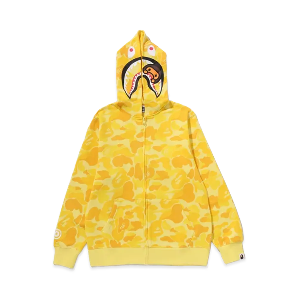 A BATHING APE Kids ABC Camo Milo Shark Zip Hoodie "Yellow"