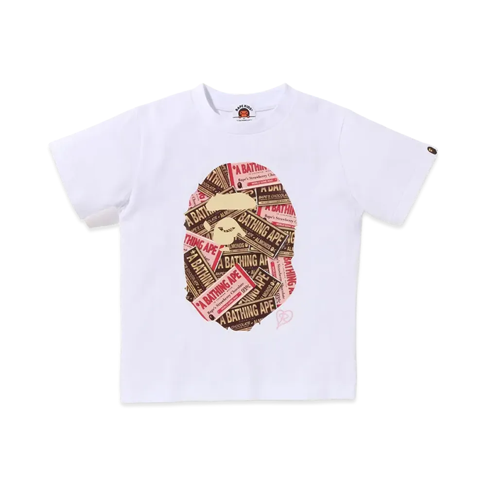 A BATHING APE Kids Chocolate Ape Head Tee "White"