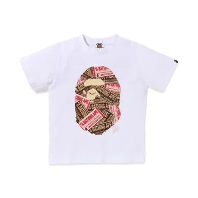 A BATHING APE Kids Chocolate Ape Head Tee "White"