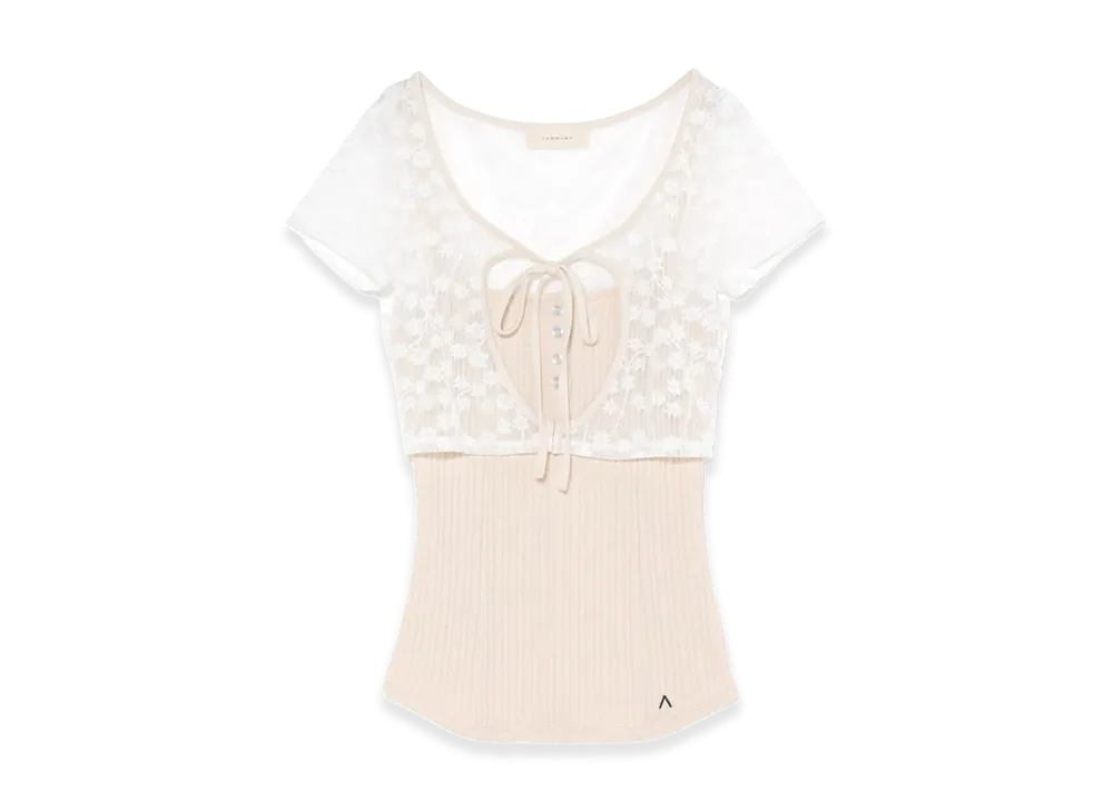 ANDMARY Women's Rio Lace Layered Set Tops "Beige"