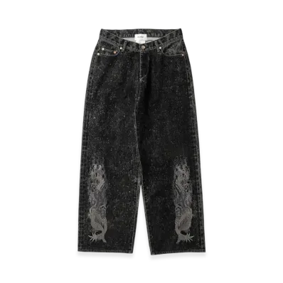 doublet Flocked Denim Embroidered Pants "Black"