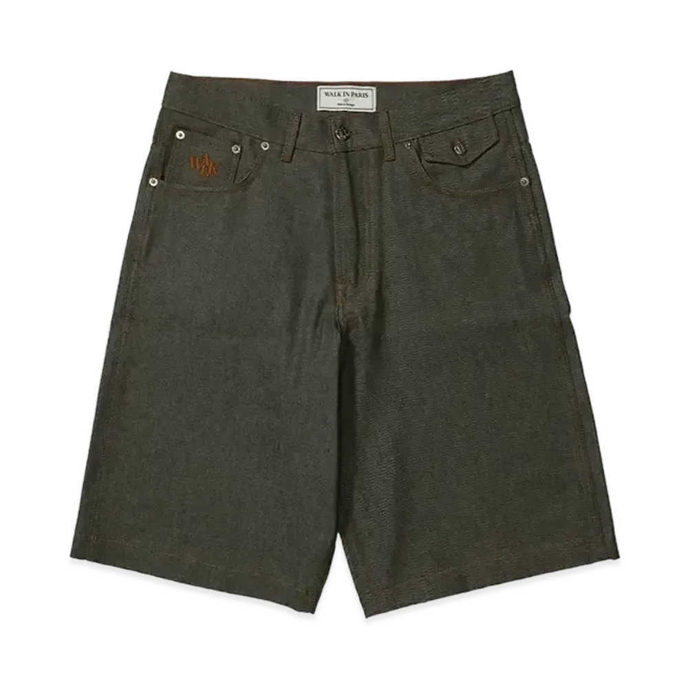 Walk In Paris The gardener's green denim baggy shorts "GREEN"