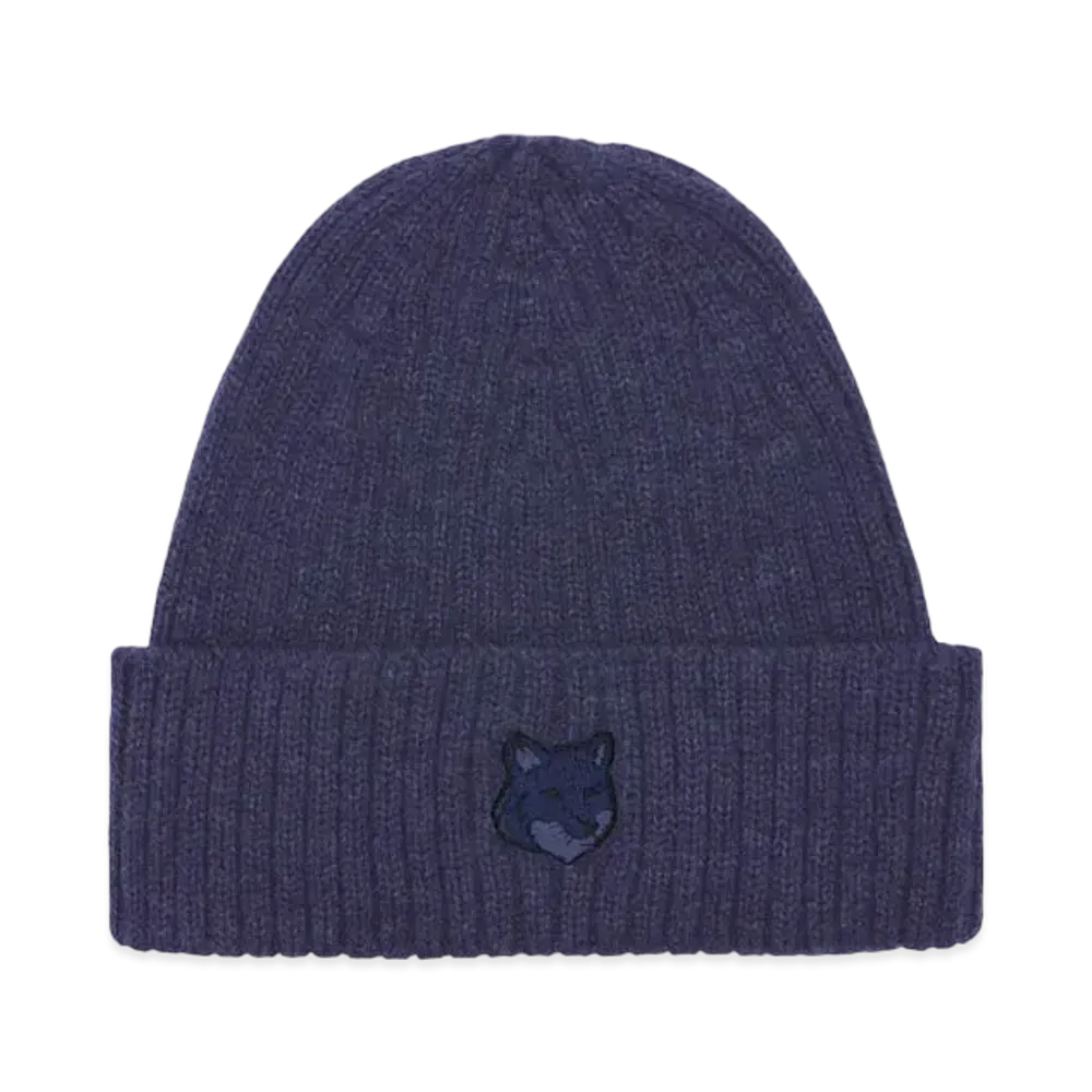 Maison Kitsune Bold Fox Head Beanie "Navy Blue"